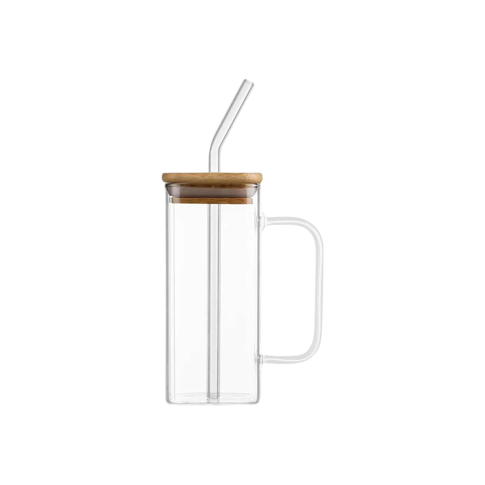 Square Glass Juice Tumbler 400ml -  Natural