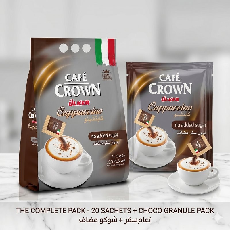 Cafe Crown Cappuccino Single Sachet no sugar added Full Pac or Single Sachet