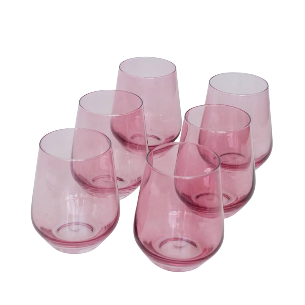 Magenta Stemless Glassware Set (Set of 6)