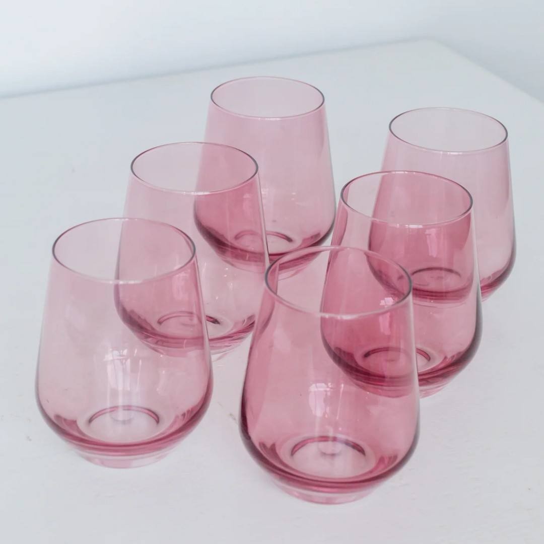 Magenta Stemless Glassware Set (Set of 6)