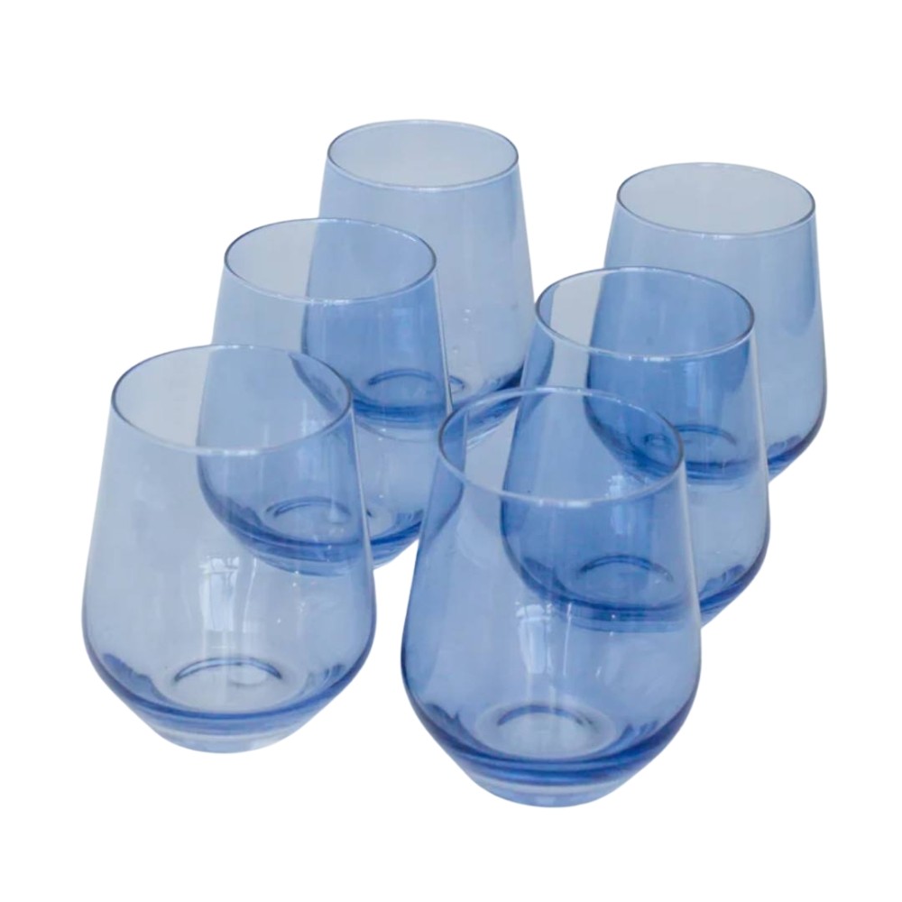 Sky Blue Stemless Glassware Set (Set of 6)