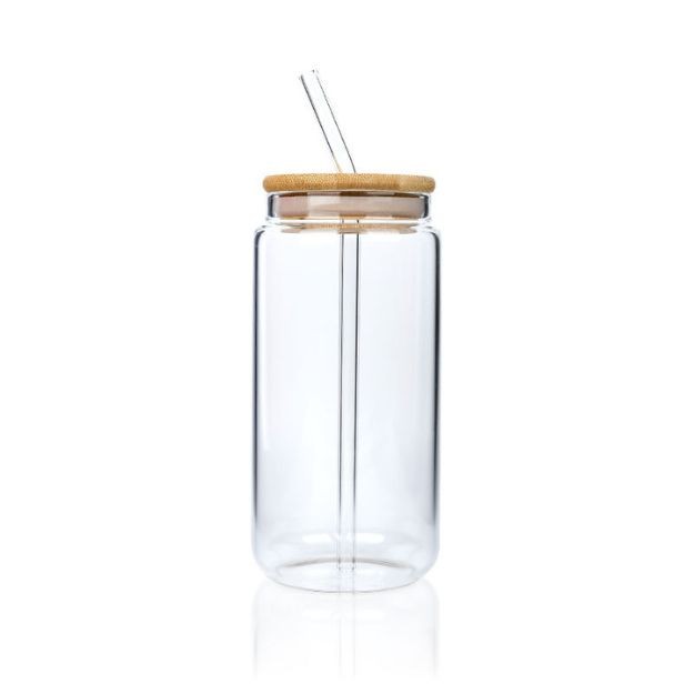 Glass Juice Can with Bamboo lid - 500ml