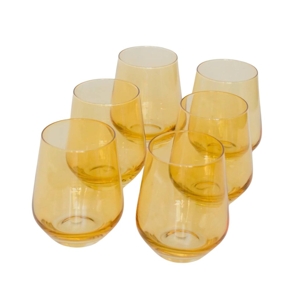 Honey Gold Stemless Glassware Set (Set of 6)