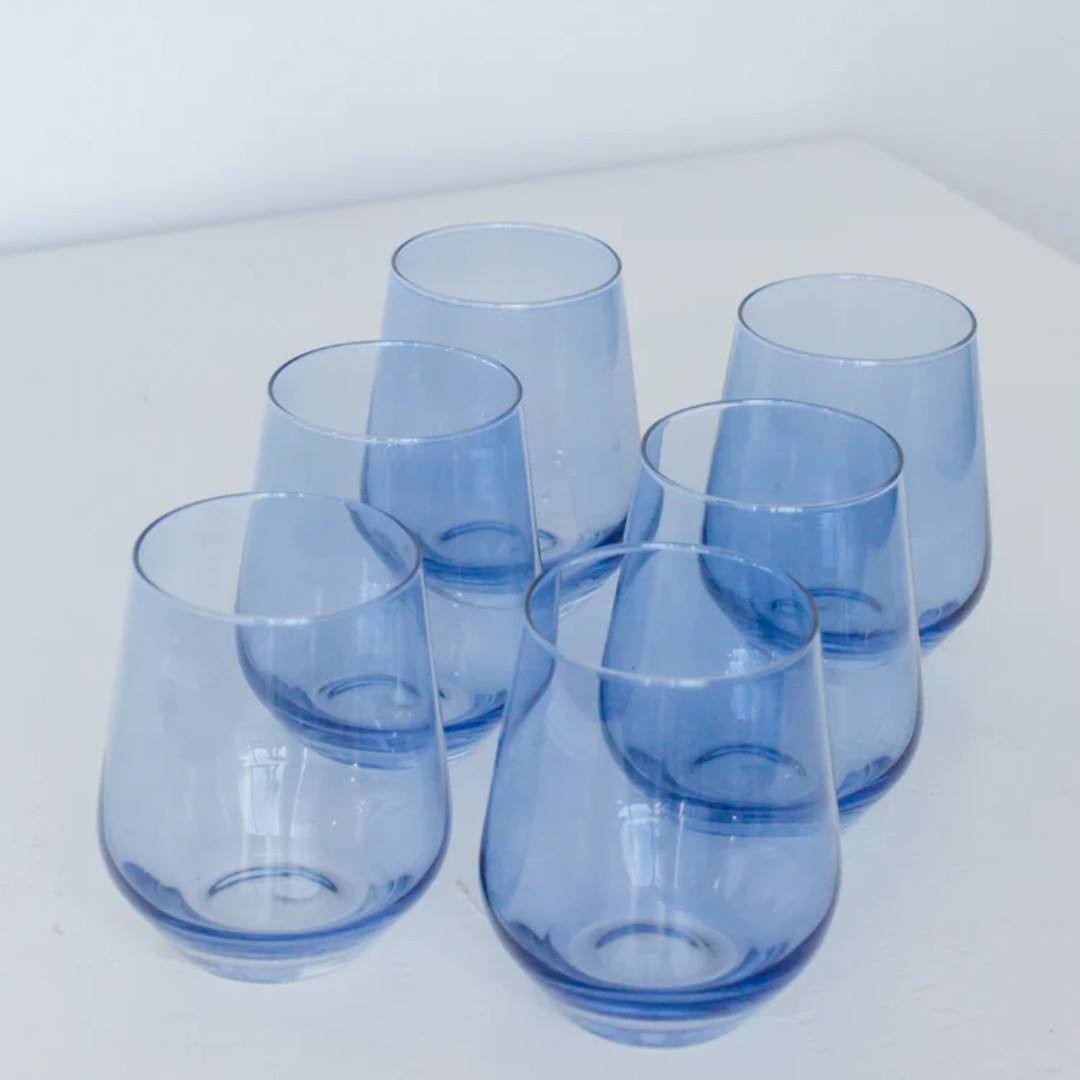 Sky Blue Stemless Glassware Set (Set of 6)