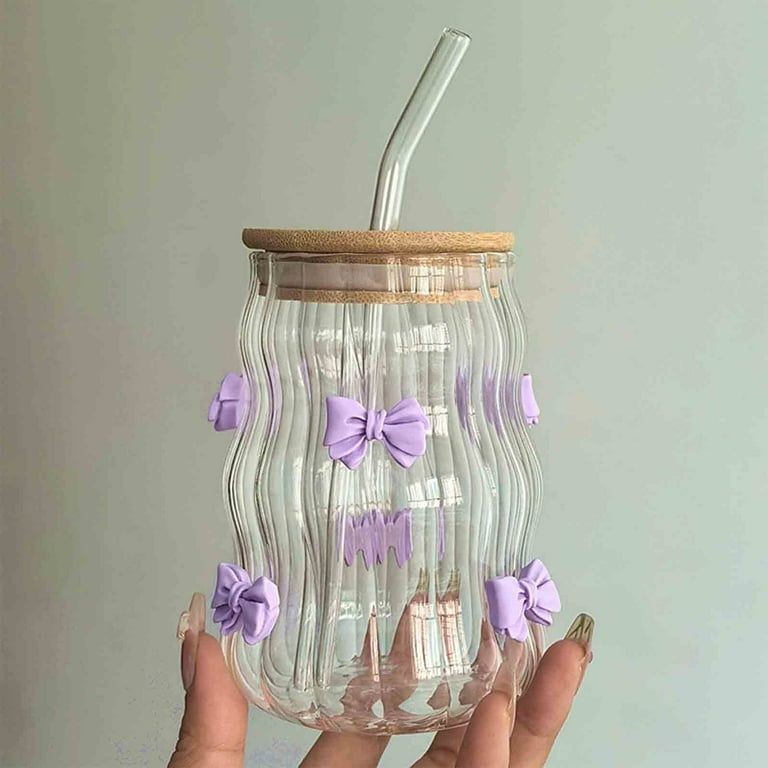 Rippled Juice jar Gouared Design 500ml with Purple Color Puki